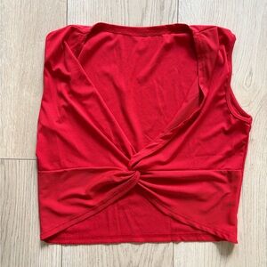 Red Twist Front Sleeveless Top
